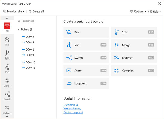 Virtual COM port emulator